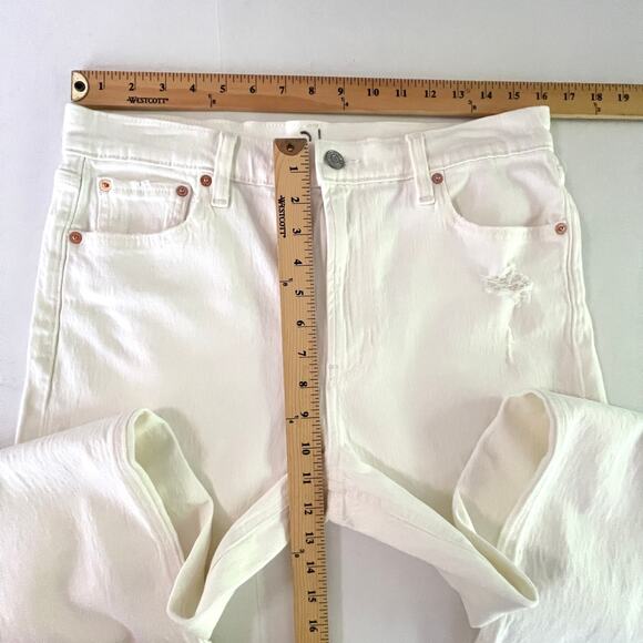 GAP NWT Cheeky Straight High Rise Raw Hem Jeans Distressed Sz 31\12R White - Picture 9 of 12